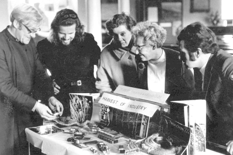 Organisers of the Harvest festival at St Hilda's Church were pictured in October 1974. They were, left to right: Rev Michael Woodhall, Rev Charles James, Miss Dorothy Reid, Mrs Betty Clark and Mr Tom Logan.