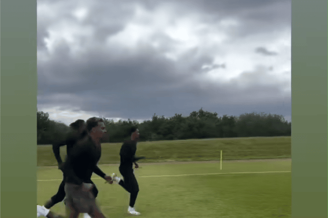 Dele Alli, Jamal Lewis and Nathaniel Chalobah training during the off-season. 