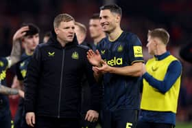 Fabian Schar and Eddie Howe.