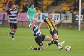 Action from Hebburn Town's home defeat in their pre-season friendly with National league North club Darlington (photo Tyler Lopes)