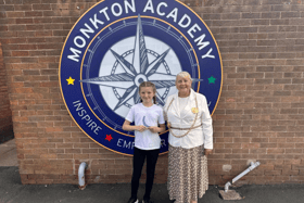 The Mayor of South Tyneside, Cllr Fay Cunningham, presented 11-year-old Ava Finn with an award for having 100% attendance throughout her entire time at Monkton Academy.