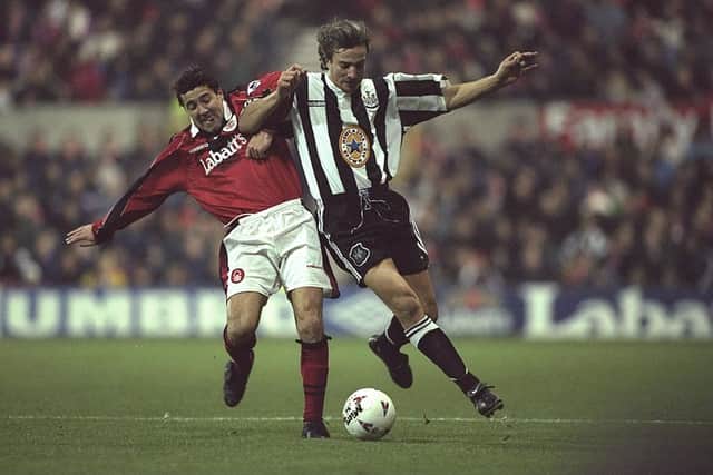 David Ginola in action for Newcastle United. 