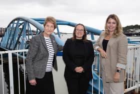 North East Mayor Kim McGuinness on today’s visit to the Shields Ferry with the Elected Mayor of North Tyneside Dame Norma Redfearn and the Managing Director of Nexus, Cathy Massarella.