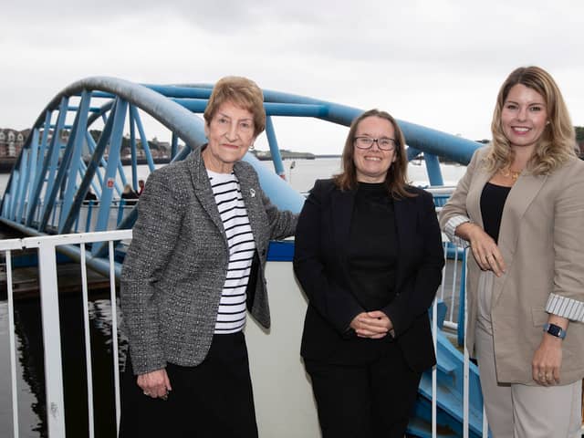 North East Mayor Kim McGuinness on today’s visit to the Shields Ferry with the Elected Mayor of North Tyneside Dame Norma Redfearn and the Managing Director of Nexus, Cathy Massarella.