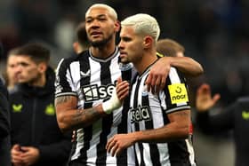 Joelinton (left) and Newcastle United teammate Bruno Guimaraes