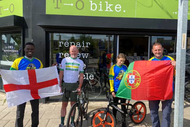 Paul Nixon and colleagues at South Shields bike shop.