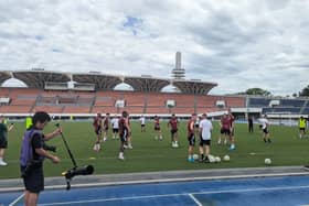 Newcastle United training in Tokyo.