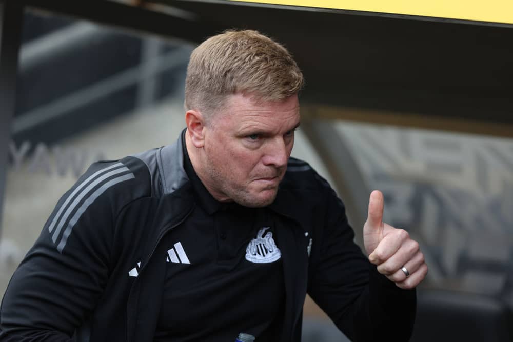 Eddie Howe manager of Newcastle United during the Pre-Season Friendly between Hull City and NewcastleUnited at MKM Stadium on July 27, 2024 in Hull, England. (Photo by Nigel Roddis/Getty Images)