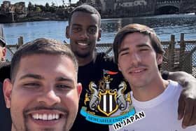 Bruno Guimaraes, Sandro Tonali, Alexander Isak and Joelinton at Disney Sea in Tokyo. 
