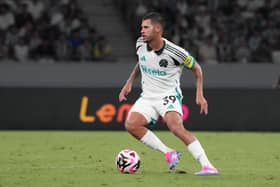 Bruno Guimaraes of Newcastle United in action during the J.LEAGUE International Series 2024 powered by docomo match between Yokohama Fâ¢Marinos and Newcastle United at Nissan Stadium on August 03, 2024 in Yokohama, Kanagawa, Japan. (Photo by Masashi Hara/Getty Images)