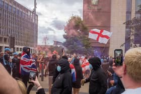 Far-right activists hold an Enough is Enough protest in Sunderland earlier in August. Credit: Getty