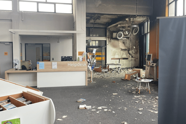 Spellow Library, Walton, became the target of violent disorder.