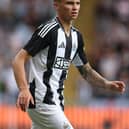 Jamie Miley of Newcastle United during the Pre-Season Friendly between Hull City and NewcastleUnited at MKM Stadium on July 27, 2024 in Hull, England. (Photo by Nigel Roddis/Getty Images)