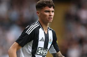 Jamie Miley of Newcastle United during the Pre-Season Friendly between Hull City and NewcastleUnited at MKM Stadium on July 27, 2024 in Hull, England. (Photo by Nigel Roddis/Getty Images)