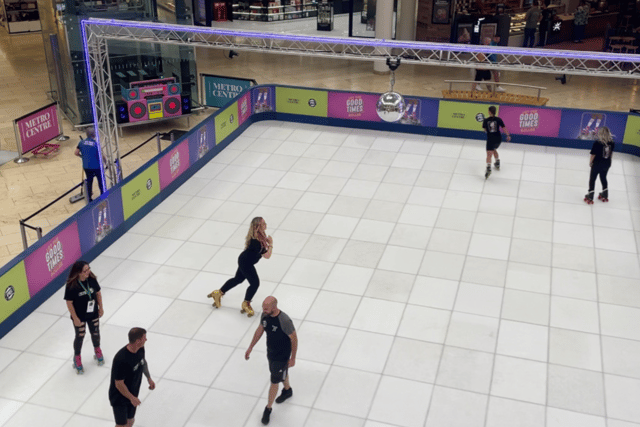 The roller rink will be based in the shopping centre's Exhibition Square until September 1.