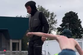 Riley Adey pictured during the disorder in Sunderland.