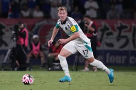 Emil Krafth of Newcastle United in action during the J.LEAGUE International Series 2024 against Yokohama F. Marinos.
