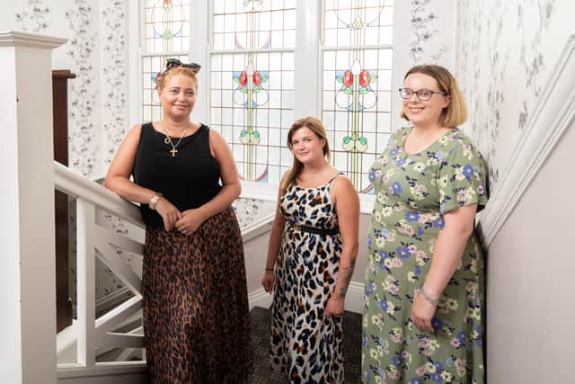 From left: Nicola George, owner of Noah's Ark Nursery, Amy Borrill, nursery manager, and Diane Hall, Swinburne Maddison's associate solicitor in the commercial property team, inside the Hebburn Masonic Hall.