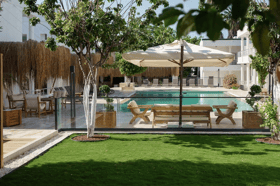 Lounge by the pool at the Costa Maya Bodrum on the Aegean Coast