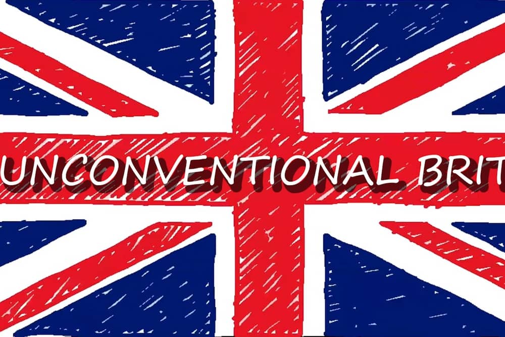 UK flag with Unconventional Brits title