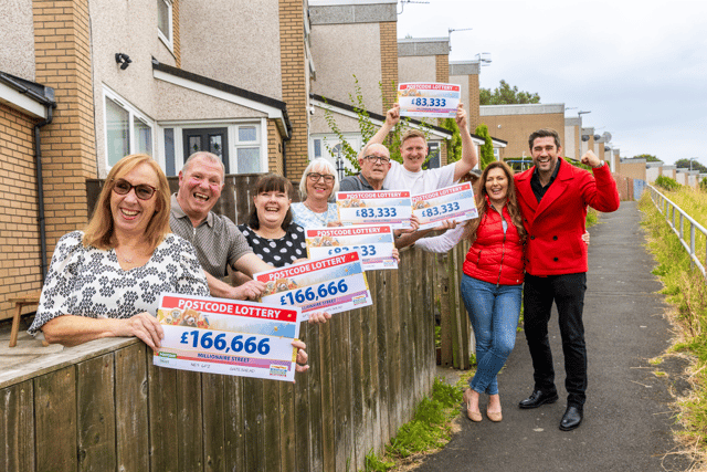 The whole street with their prizes.