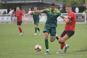 Amar Purewal in action during Hebburn Town's 2-0 win at Mickleover (photo Tyler Lopes)