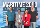 From left: The Principal of South Shields Marine School Simon Ashton, Director of School of Marine Education India (SME) Mr Santosh Pal, Director of Marketing for SME Ms Neha Pal, and Head of School for Marine Engineering Chris Gray.
