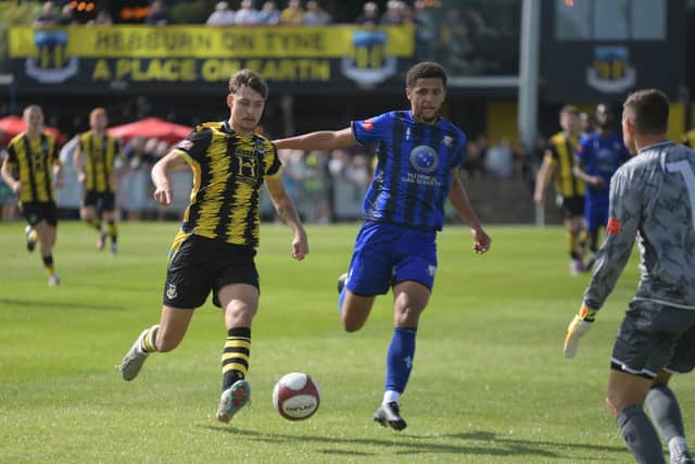 Action from Hebburn Town's 1-1 draw with Basford United (photo Tyler Lopes)