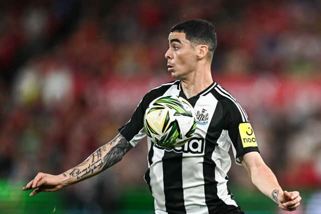 Newcastle United winger Miguel Almiron.  (Photo by PAUL ELLIS/AFP via Getty Images)