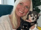 Maria Yohn with rescued dogs Freddie and Buster.