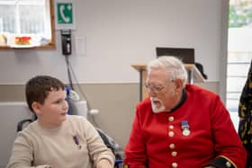 Alfie Henderson got to meet British Army veteran Peter during a visit to Royal Hospital Chelsea.
