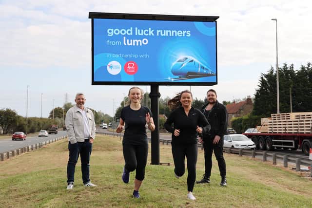 From left: Mark Catterall, CEO at Smart Media Group, Lumo's Bethany Forbister and Lucy Harper, with Stuart Angus, Director at Side by Side Arts.