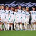 The Newcastle United U21 team line up during the penalty shoot out during the Bristol Street Motors Trophy match between Bradford City and Newcastle United U21 at University of Bradford Stadium, Valley Parade on September 03, 2024 in Bradford, England. (Photo by George Wood/Getty Images)