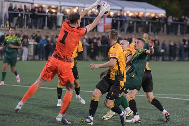 Action from Morpeth Town's goalless draw with Hebburn Town (photo Tyler Lopes)