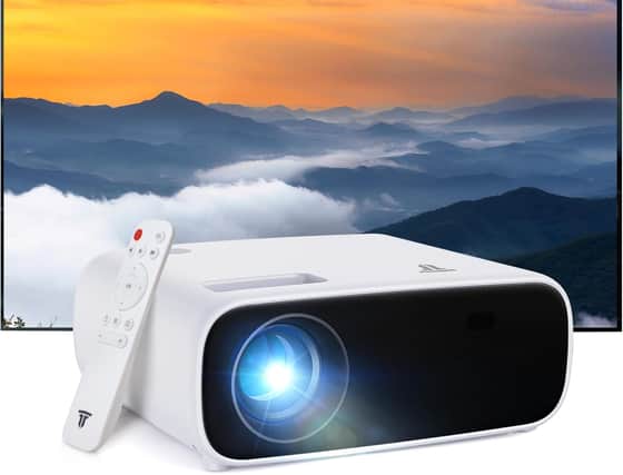 The mini projector can display on screens up to 300 inches