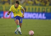 Newcastle United midfielder Bruno Guimaraes in action for Brazil