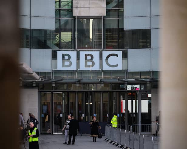 The BBC logo is seen at BBC Broadcasting House. Picture: Leon Neal/Getty Images