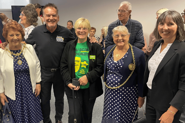 From left: Stella Matthewson, Mayoress of South Tyneside, David Appleton, community voice co-ordinator at SAM, Mavis Maughan, community champion at Asda, Cllr Faye Cunningham Mayor of South Tyneside and Sarah French, chief executive at SAM.
