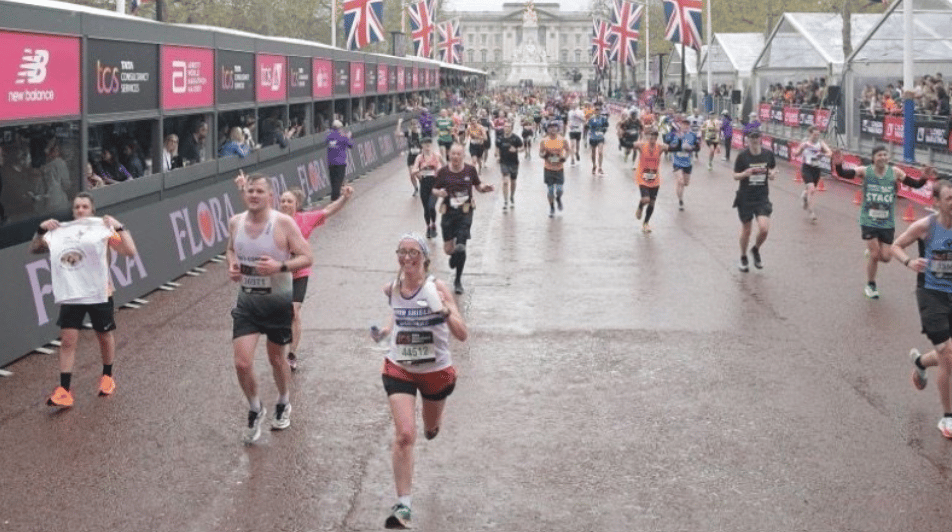 South Shields teacher Susan Burgess (front middle) is preparing to take on the Chicago Marathon. Earlier this year, she completed the London Marathon.