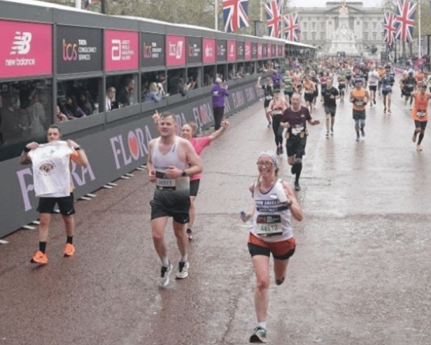 South Shields teacher Susan Burgess (front middle) is preparing to take on the Chicago Marathon. Earlier this year, she completed the London Marathon.