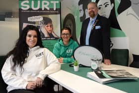 Cllr Paul Dean, Lead Member for the Voluntary Sector, Partnerships, and Equalities at South Tyneside Council, with SURT's managing directors Claire Amans and Leanne Hansen.