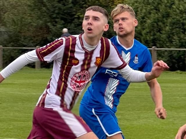 Action from Jarrow's FA Vase second qualifying round win against Seaham Red Star (photo Peter Franklin)