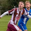Action from Jarrow's FA Vase second qualifying round win against Seaham Red Star (photo Peter Franklin)