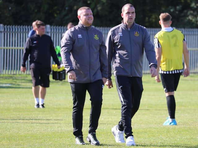 Boldon CA joint-manager Dan Crooks and player-coach Shaun Newbrook (photo Jess Kelly)