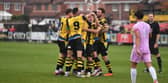 Hebburn Town celebrate one of their goals in Saturday's 2-1 home win against Lancaster City (photo Tyler Lopes)