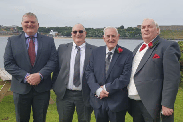 Tom with his three sons Michael, Philip and Gerard.
