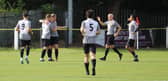 Boldon CA celebrate after scoring in their 2-0 home win against Billingham Synthonia (photo Jess Kelly)