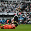 Anthony Gordon fouled by Ederson during Newcastle United's clash with Manchester City