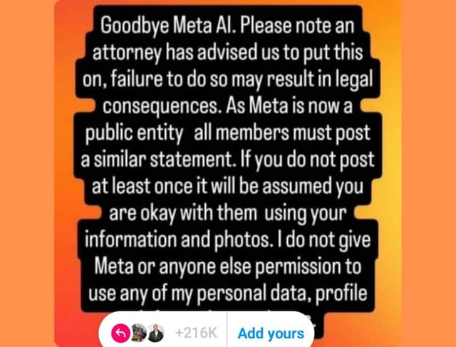 Example of the 'Goodbye Meta AI'. Photo via Twitter user @hannahlouisef