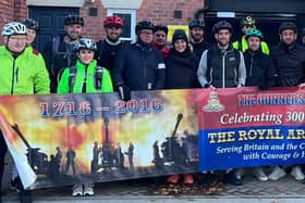 The cycling team about to embark on their 110 mile ride.